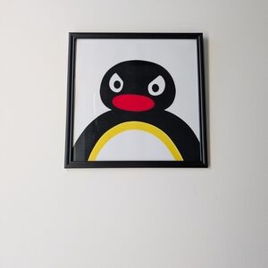 Pingu Print In Black Frame (31x31 Cm)